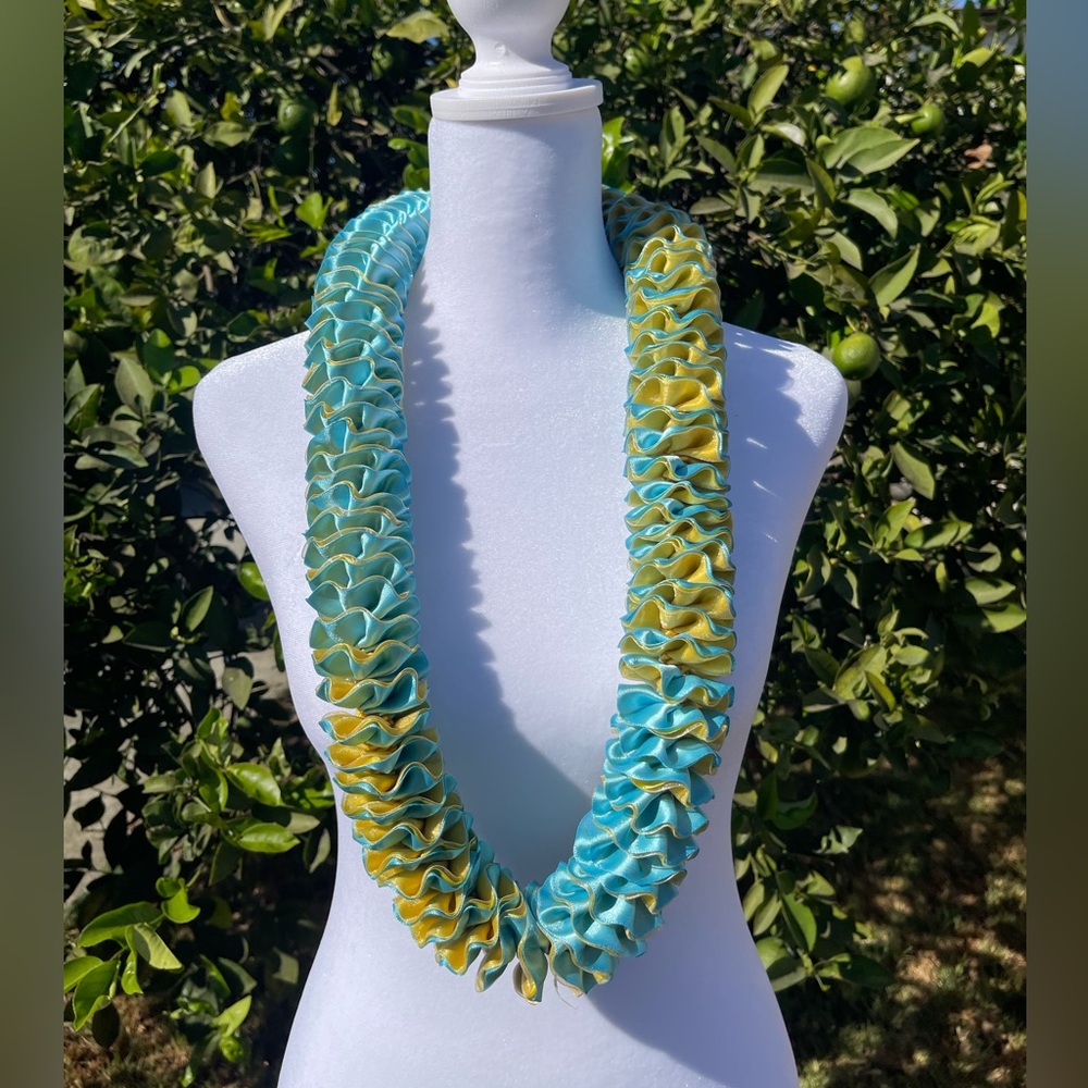 Handmade Leis- Blue and Gold 42 inch